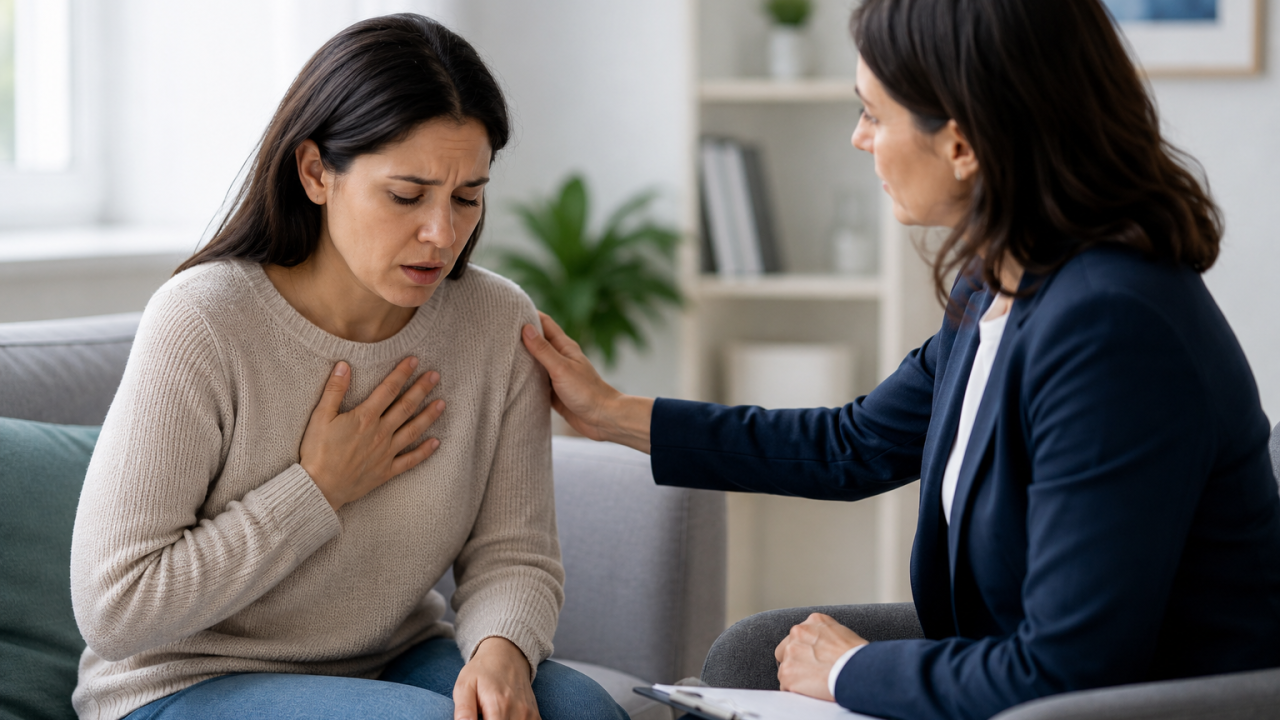 Adult care simte atacuri de panică și discută despre simptome cu un specialist