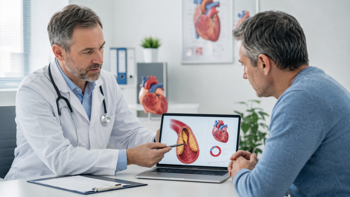Cardiolog explică unui pacient riscurile colesterolului LDL crescut