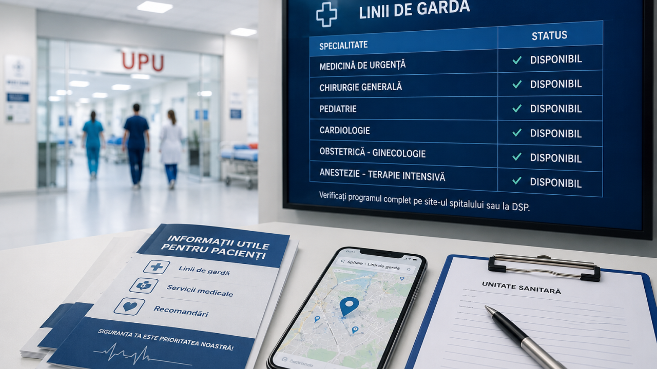 Panou cu linii de gardă disponibile într-un spital pentru pacienți