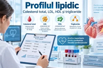 Profil lipidic cu valori pentru colesterol total LDL HDL și trigliceride